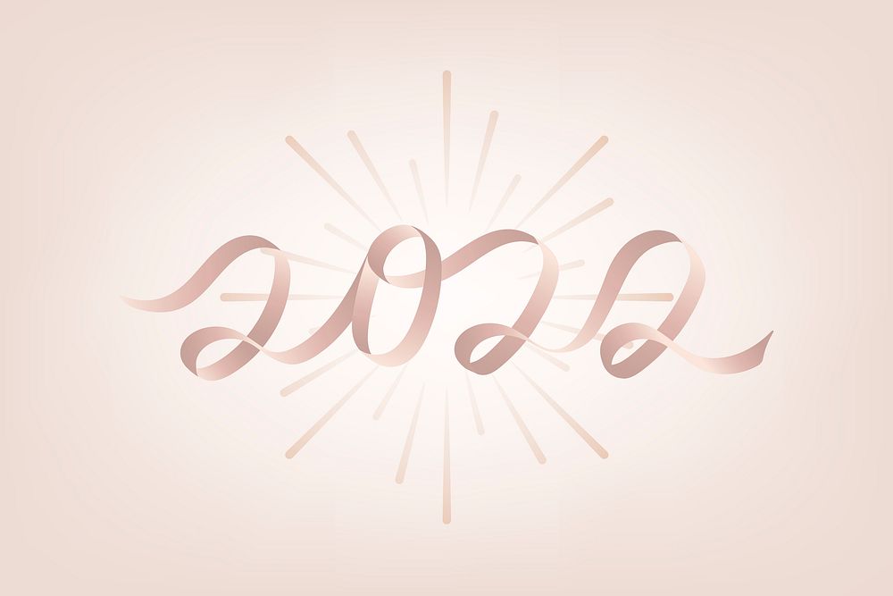 2022 rose gold new year text, aesthetic typography for new year card and background