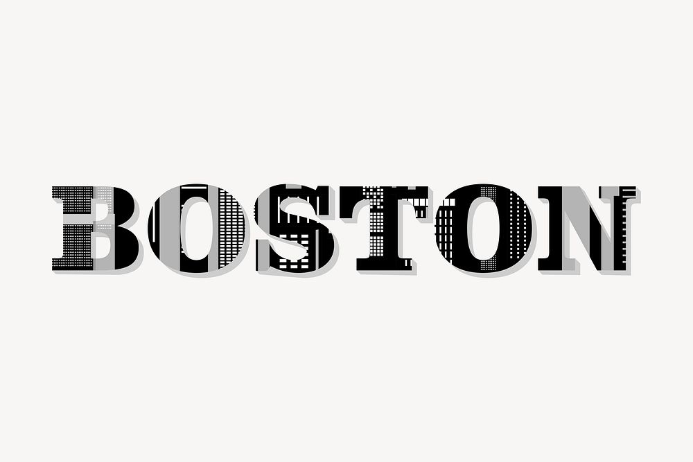 Boston typography background, city silhouette illustration vector. Free public domain CC0 image.