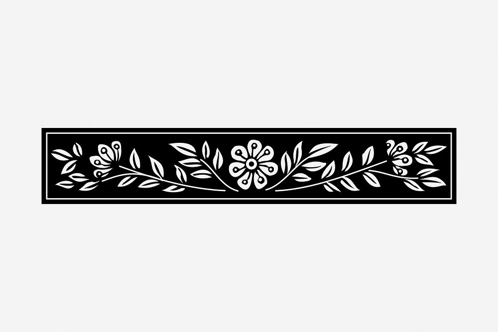 Floral ornament divider, vintage illustration. Free public domain CC0 image.