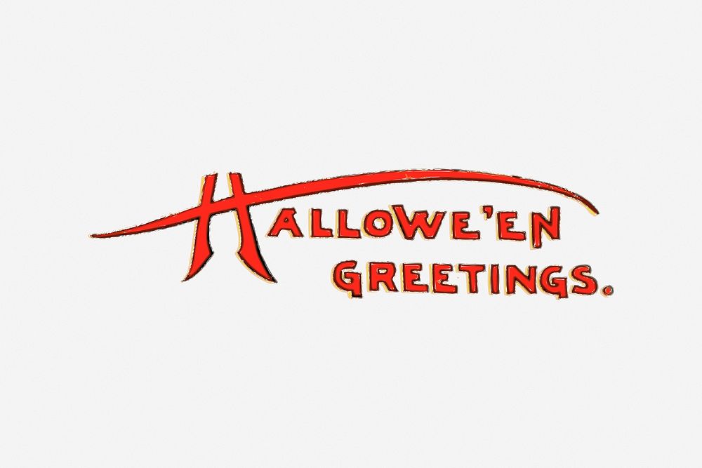 Halloween greetings typography clipart, vintage design. Free public domain CC0 image.