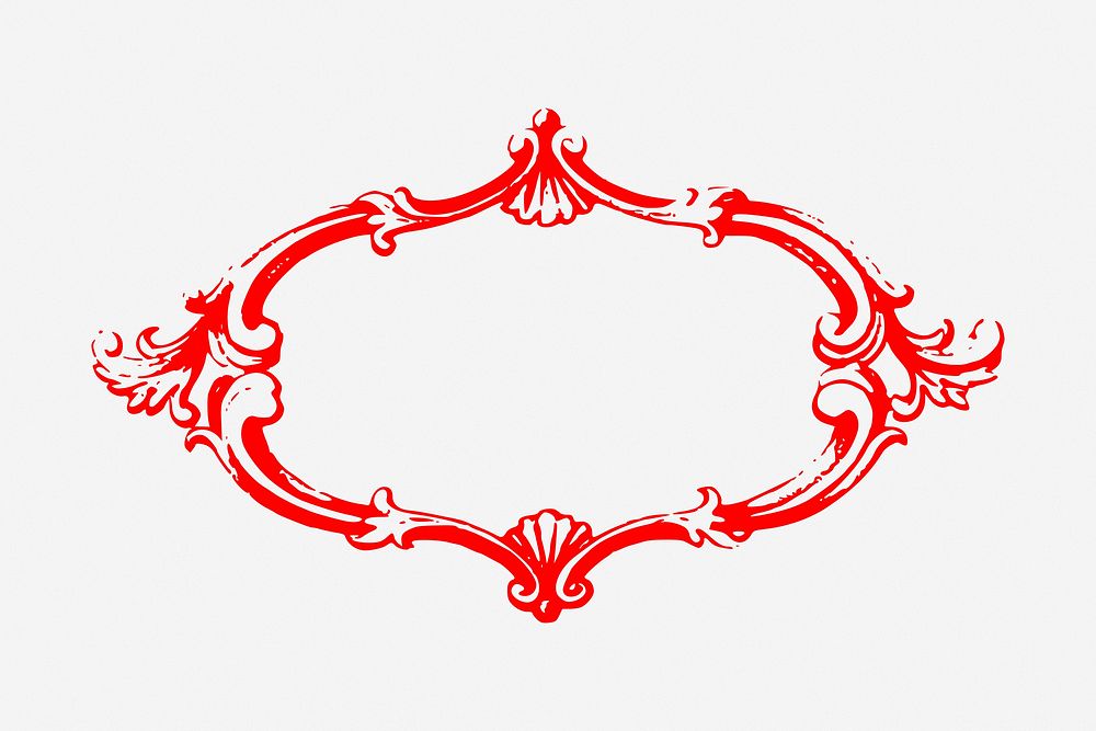 Red ornament frame clipart, vintage illustration. Free public domain CC0 image.