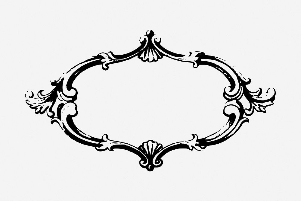 Black ornament frame clipart, vintage illustration. Free public domain CC0 image.