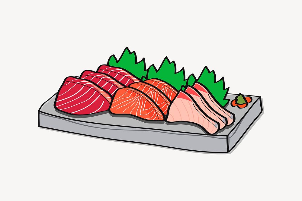 Japanese sashimi clipart, Asian food illustration vector. Free public domain CC0 image.