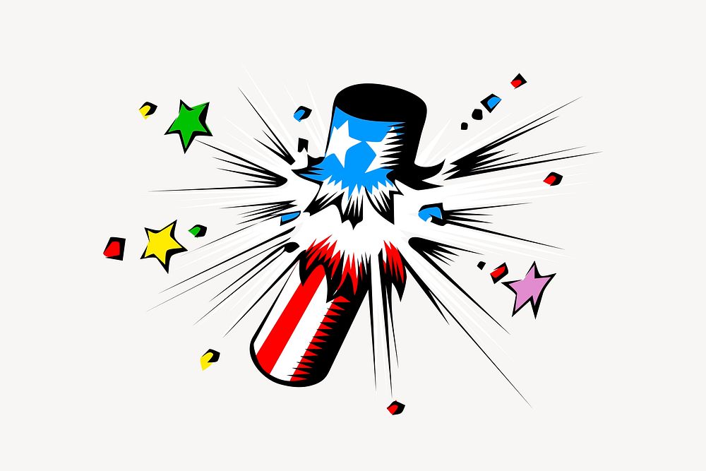 4th of July firecracker clipart, celebration illustration vector. Free public domain CC0 image.
