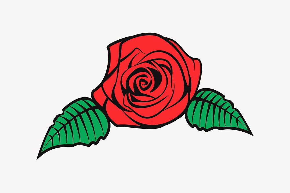 Rose flower clipart, Valentine's illustration. Free public domain CC0 image.