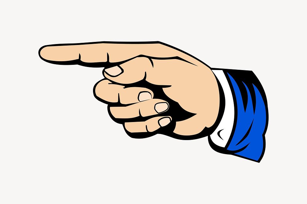 Hand pointing finger clipart, business illustration. Free public domain CC0 image.