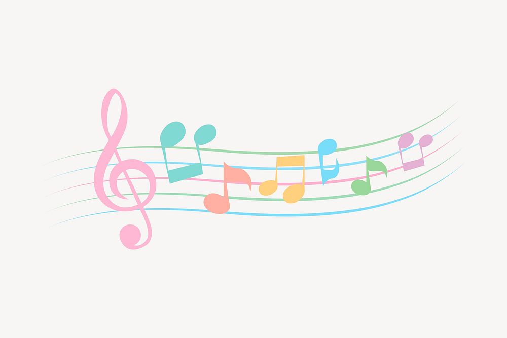 Music notes background, colorful illustration. Free public domain CC0 image.