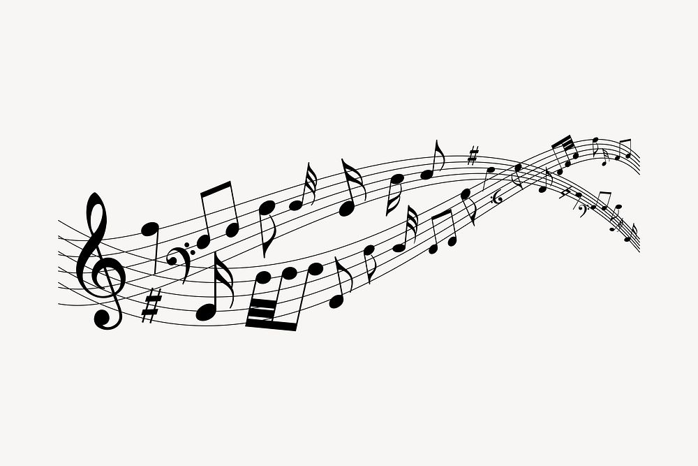 Music notes clipart, black illustration vector. Free public domain CC0 image.