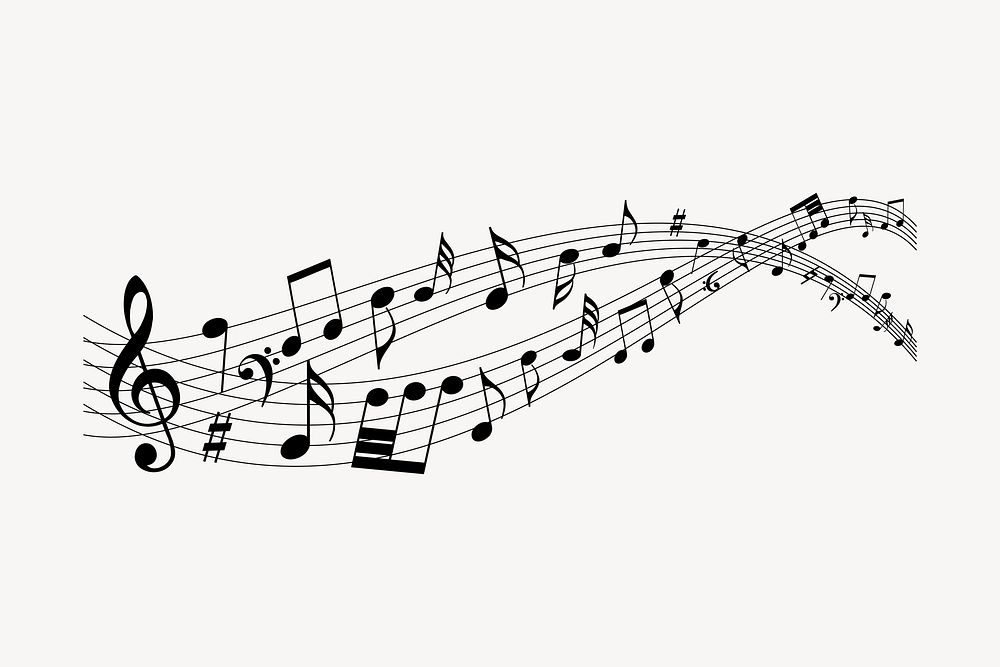 Music notes background, black illustration. Free public domain CC0 image.