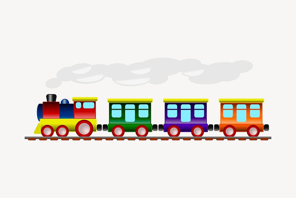 Colorful train clipart, transportation illustration. Free public domain CC0 image.
