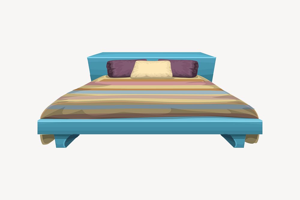 Bed clipart, bedroom furniture illustration. Free public domain CC0 image.