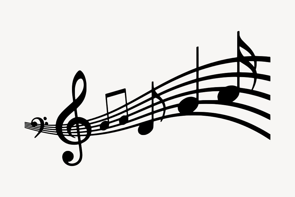 Music notes clipart, black illustration vector. Free public domain CC0 image.