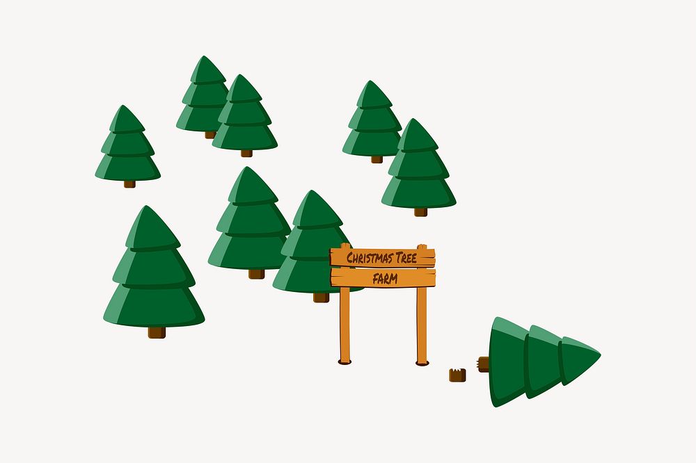 Pine forest clipart, Christmas illustration vector. Free public domain CC0 image.