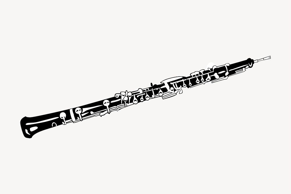 Oboe drawing, musical instrument illustration vector. Free public domain CC0 image.