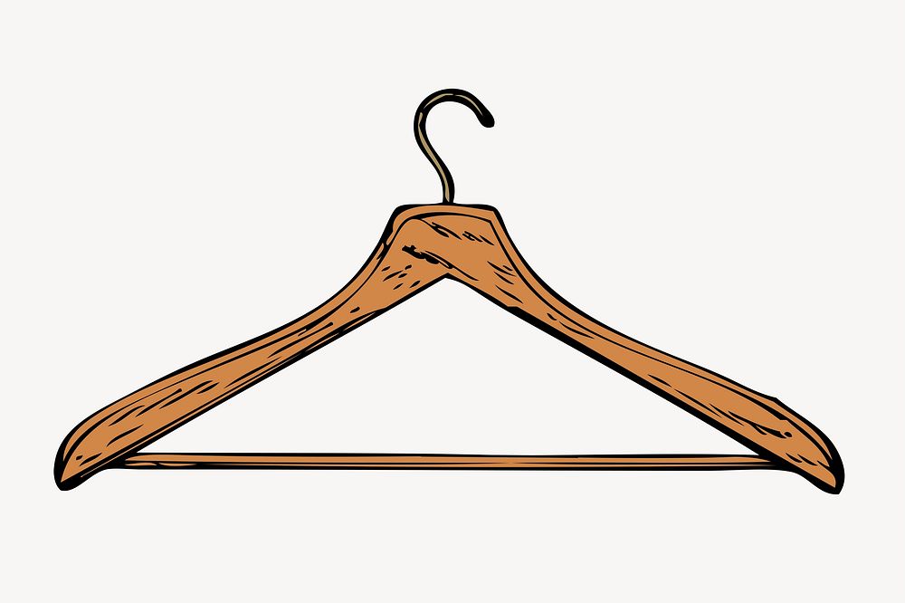 Cloth hanger clipart, apparel illustration. Free public domain CC0 image.