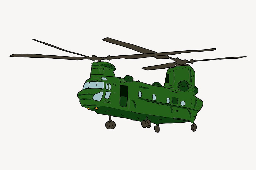 Chinook helicopter clipart, transportation illustration. Free public domain CC0 image.