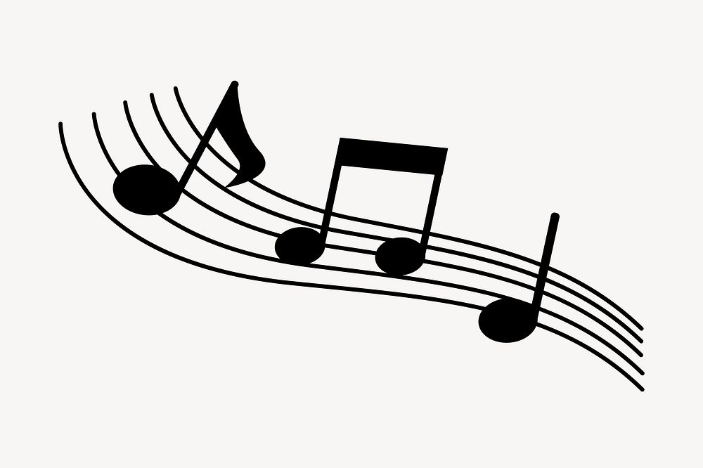 Musical notes clipart, black and white illustration. Free public domain CC0 image.