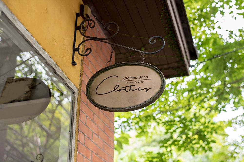 Signage on a restaurant wall mockup