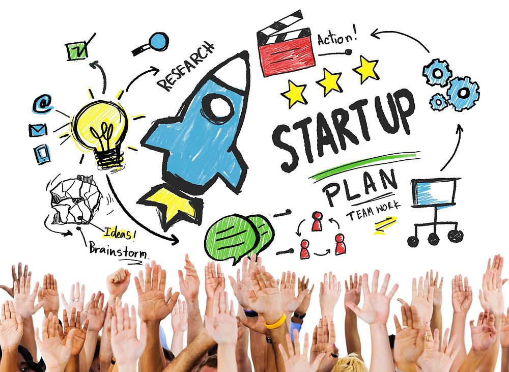 Start Up Business Launch Success Hands Volunteer Concept