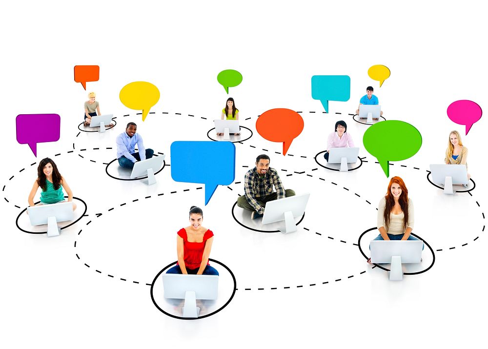 Group of Young People Social Networking