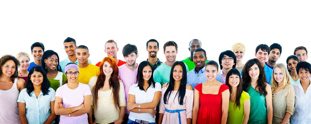 Studio Shot of Large Group of Young Adult Concept