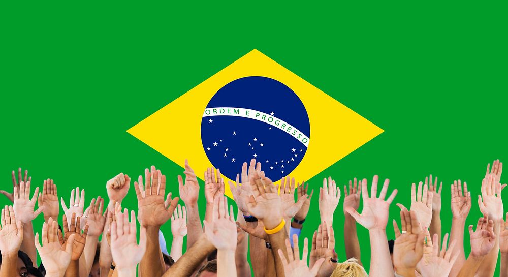 Brazil National Flag Group of People Concept