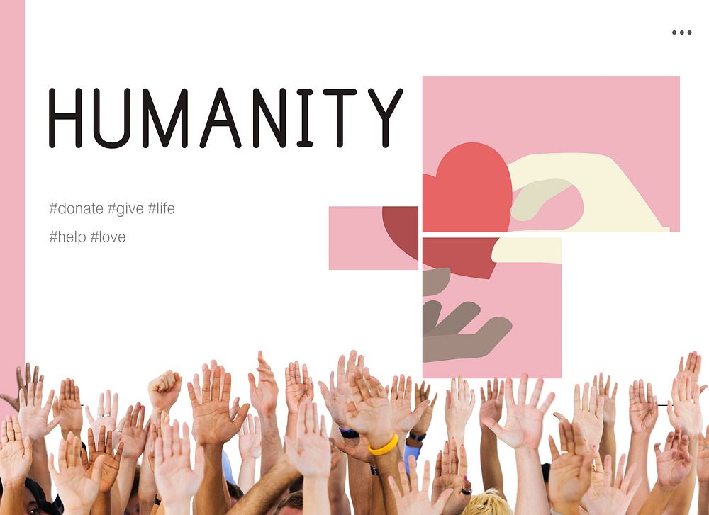 Human hands with charity donations campaign illustration