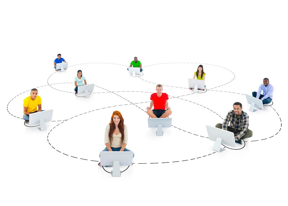 Multi-Ethnic People Connecting and Social Networking