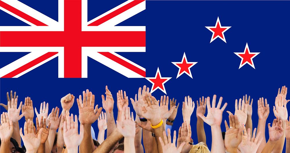 New Zealand National Flag Group of People Concept