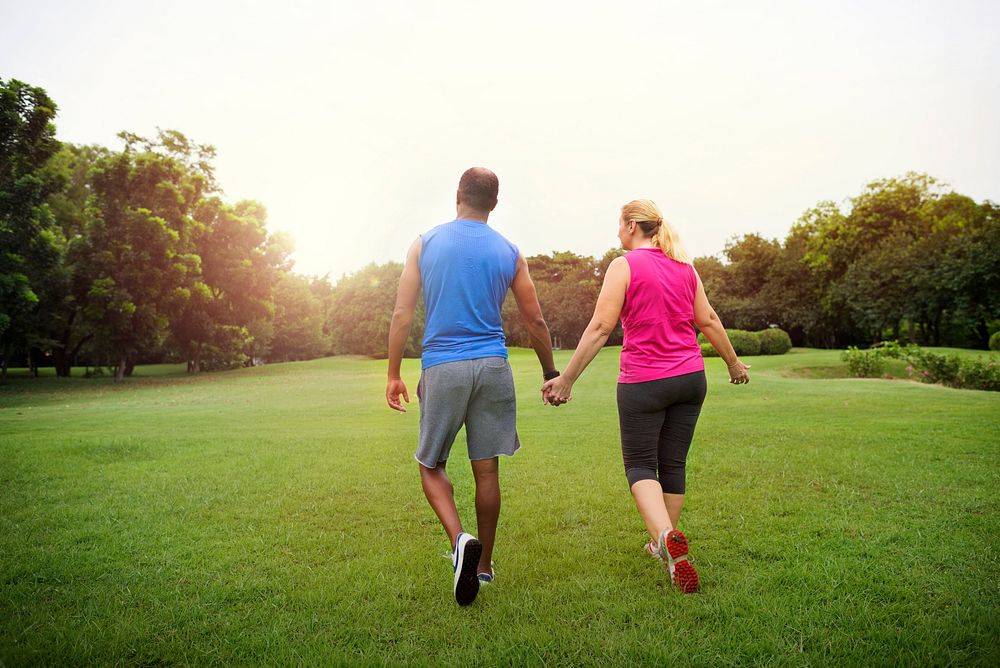 Couple Exercise Wearing Happiness Healthy Concept