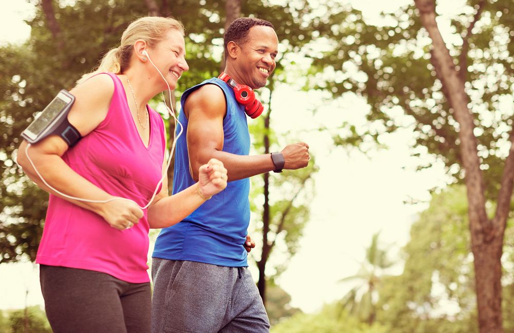 Couple Exercise Fitness Happiness Healthy Concept