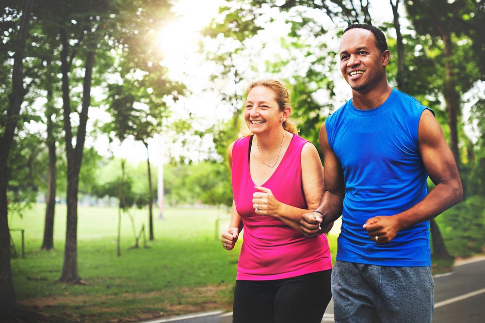 Couple Exercise Wearing Happiness Healthy Concept
