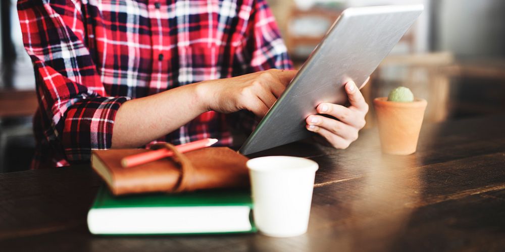 Girl Browsing Tablet Internet Concept