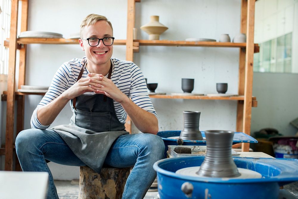 Artisan in a pottery shop