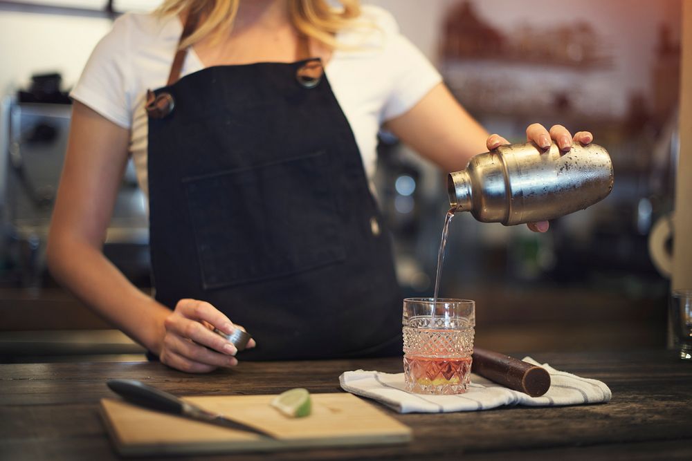 woman barista cocktail concept