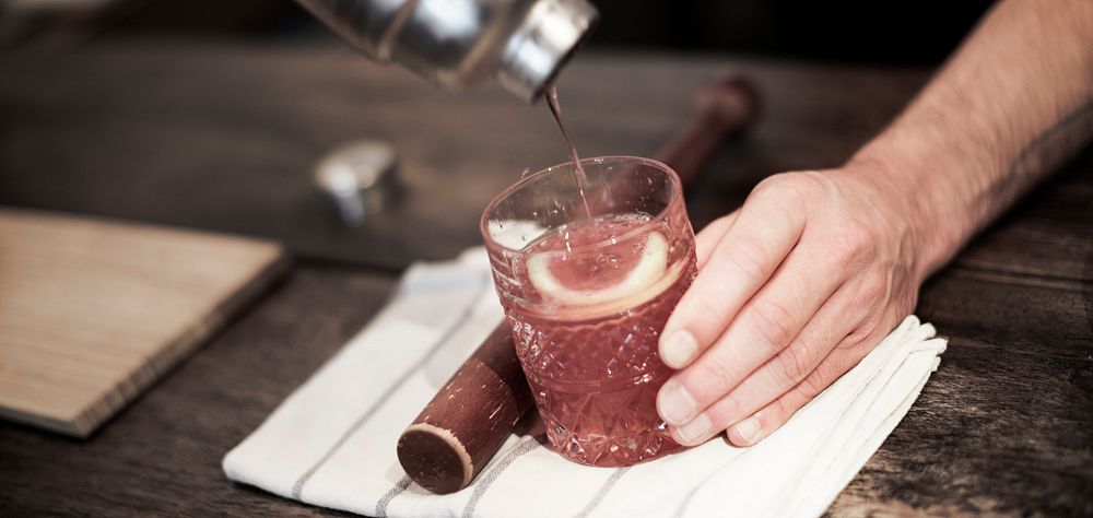 Bartender Mixing Shaker Pestle Cafe Cocktail Concept