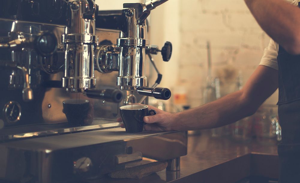 Coffee Machine Portafilter Steam Barista Shop Concept