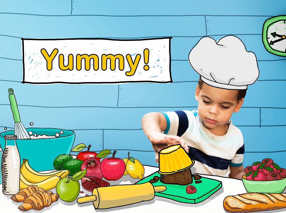 Yummy Delicious Cooking Little Kid Chef Concept