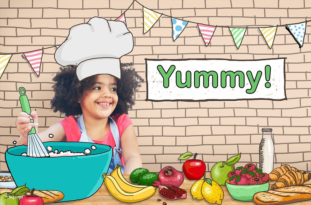 Yummy Delicious Cooking Little Kid Chef Concept