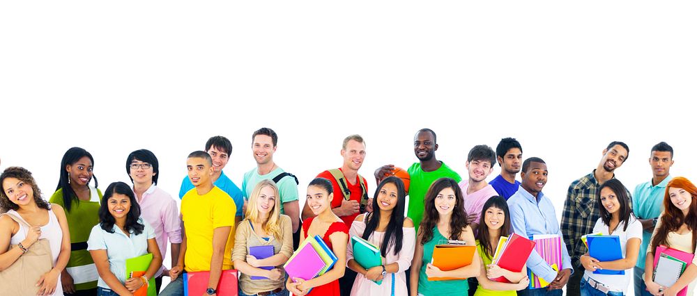 Large group of international students smiling Concept
