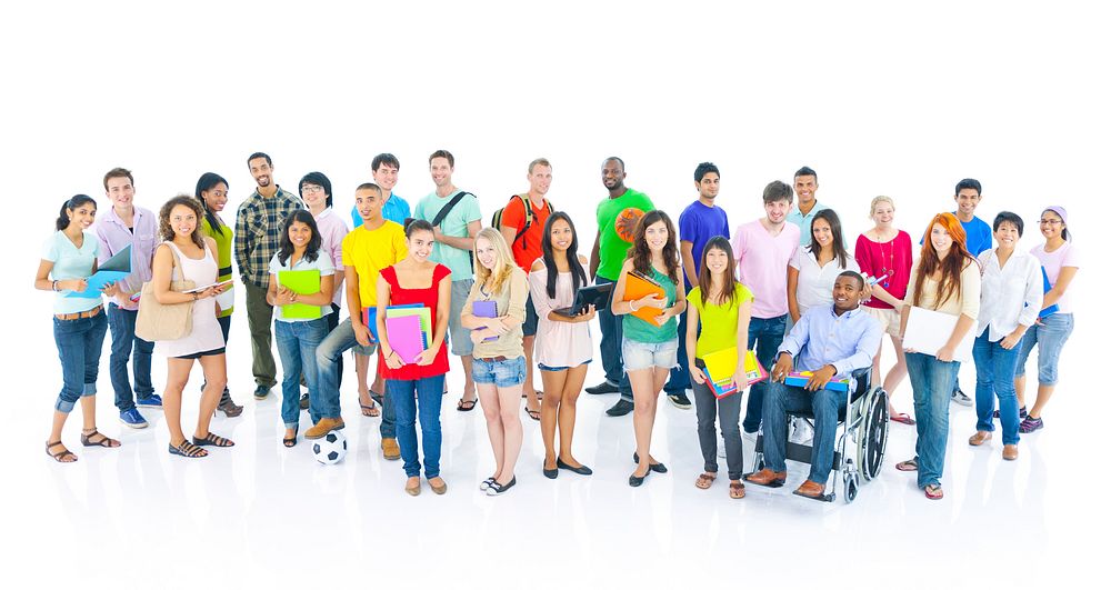 Large group of multi-ethnic young people