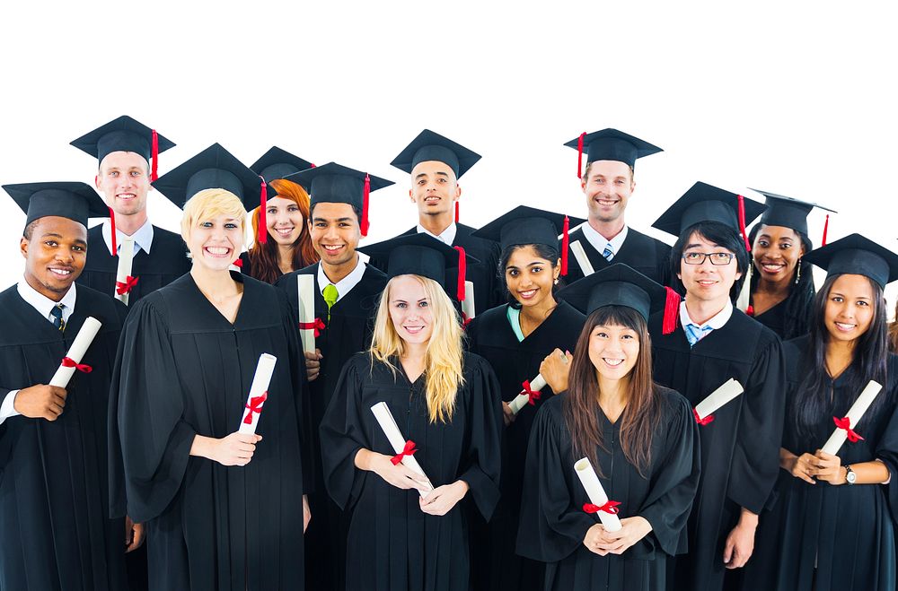 Graduates students holding diploma smilling Concept