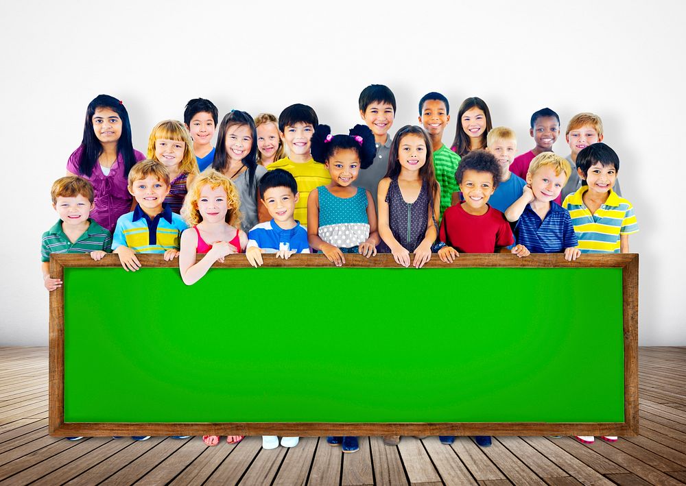 Group of diverse kids studio portrait