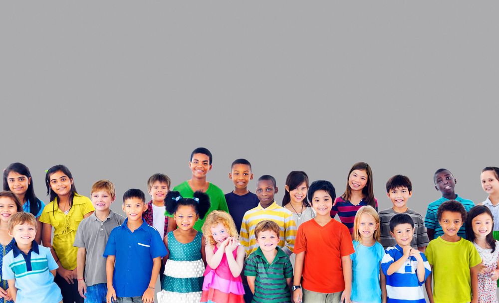 Group of diverse kids studio portrait