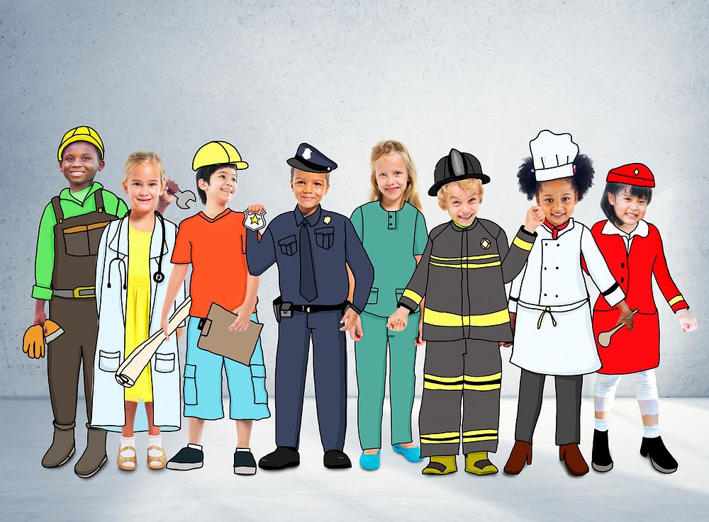Children Kids Dream Jobs Diversity Occupations Concept