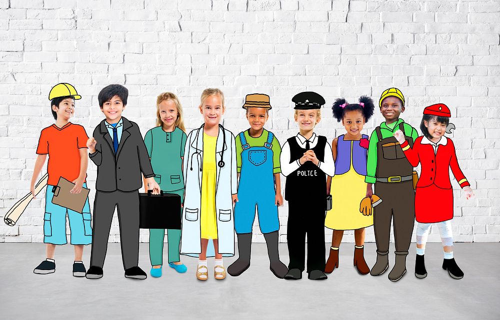 Children Kids Dream Jobs Diversity Occupations Concept