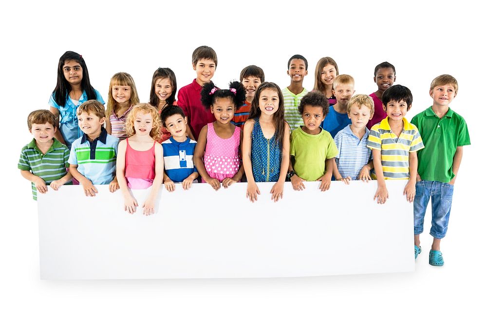 Group of diverse kids standing together