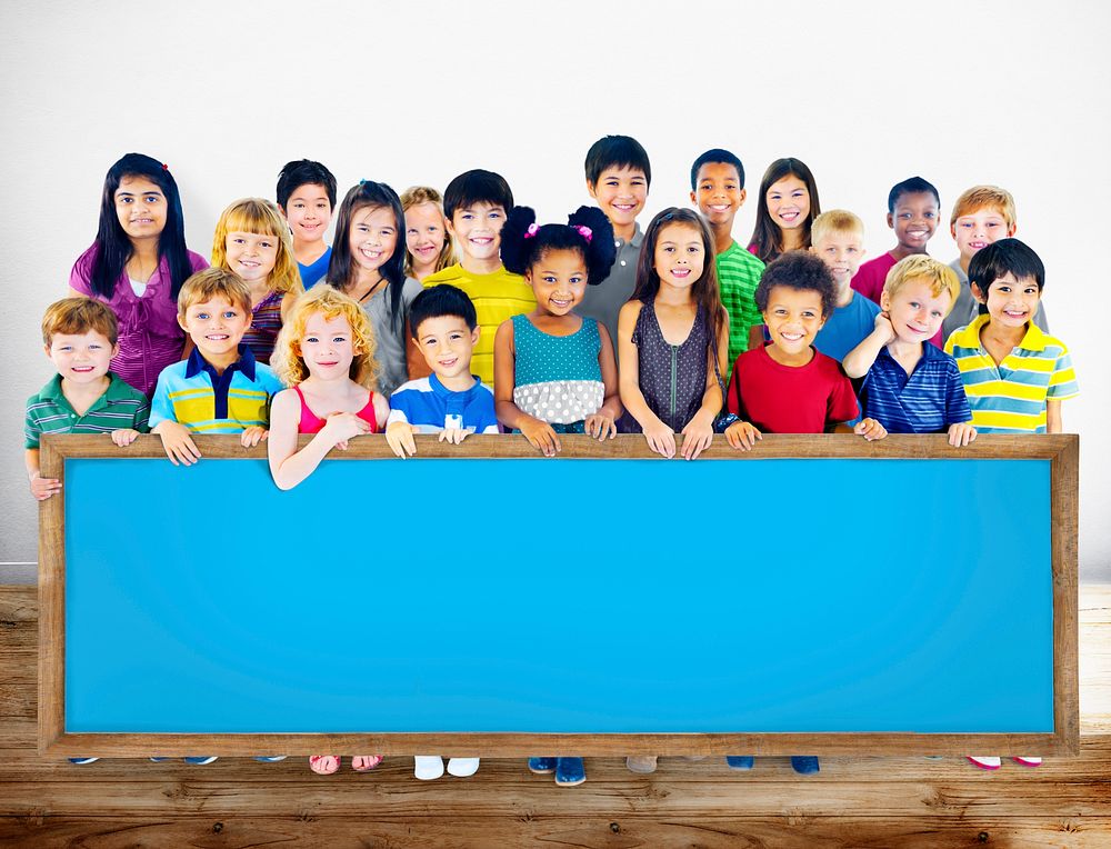 Group of diverse kids studio portrait