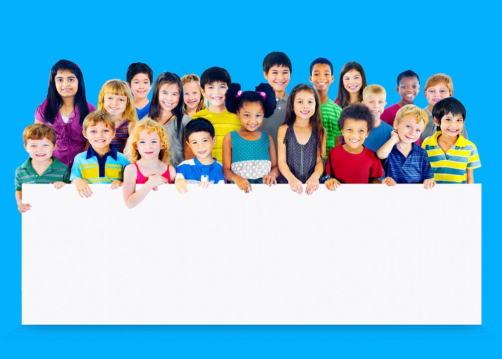 Group of diverse kids studio portrait