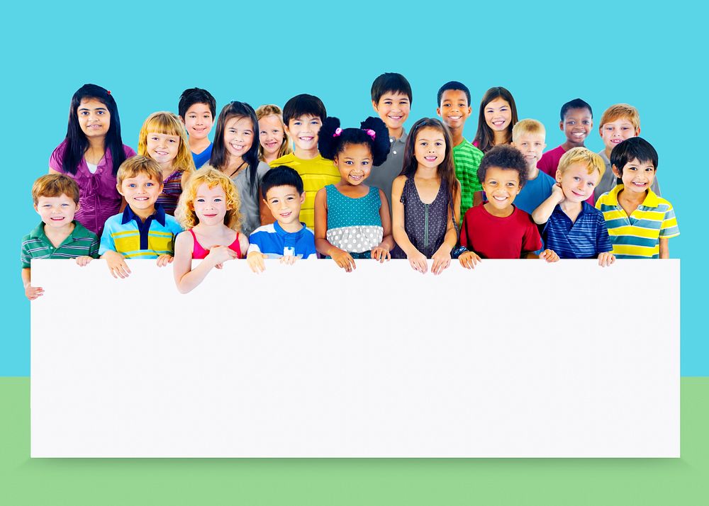 Group of diverse kids studio portrait